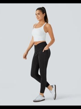 Halara Flex™ Crossover Pocket Washed Denim Work Leggings 7/8 Black Sz. M #048